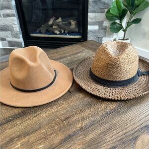 Nordstrom Brown Straw Hat with Cream Band